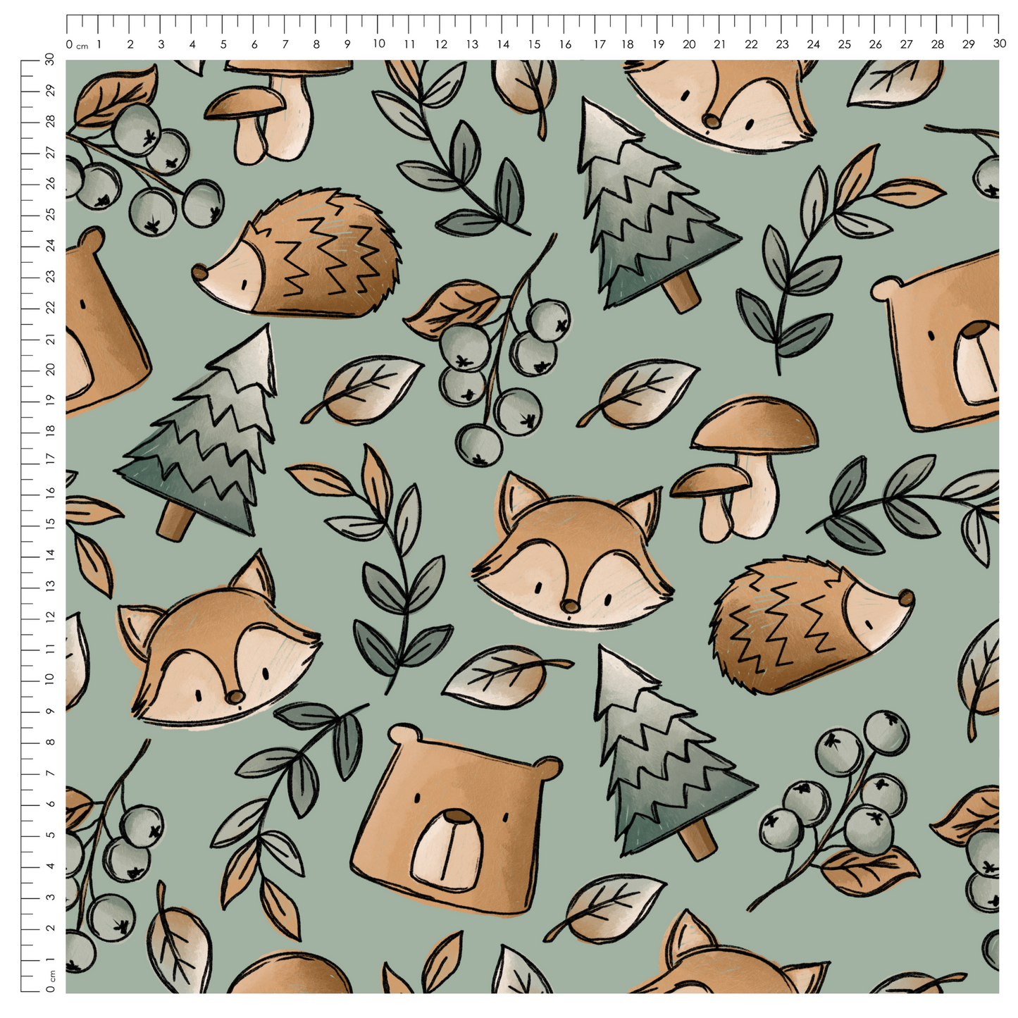 French Terry Herbstis Fuchs Grün