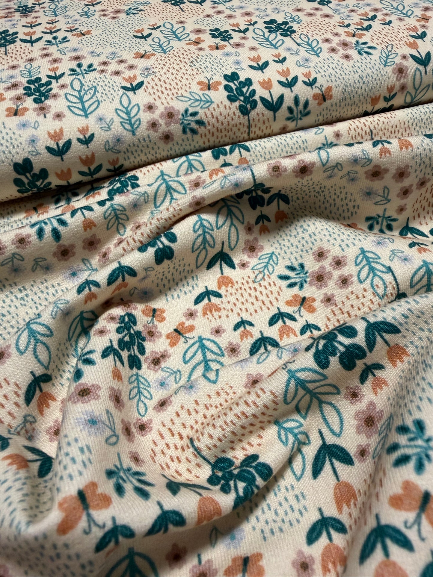 French Terry Blümchen Vanille