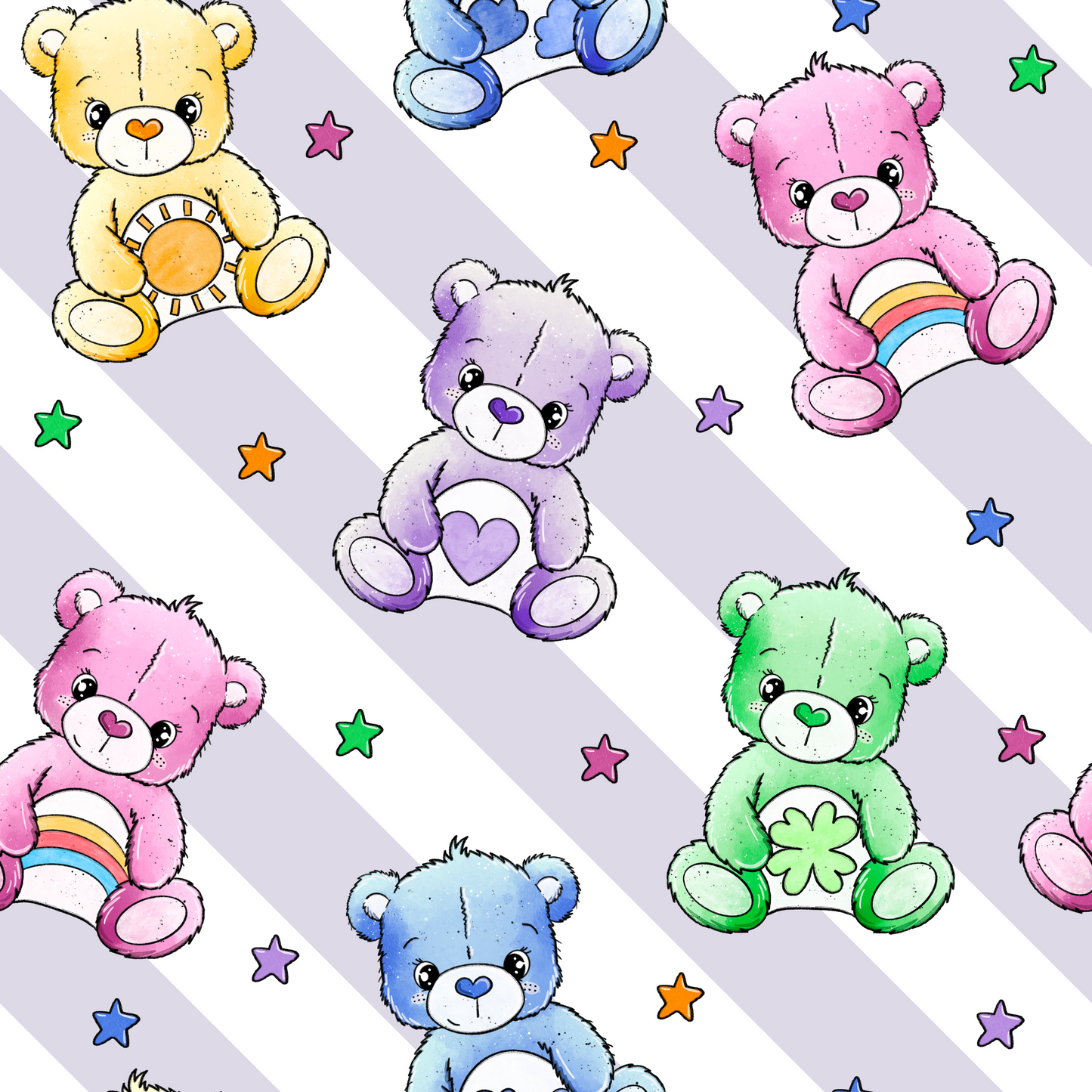 Meterstück Softshell Bärchenglück Stripes