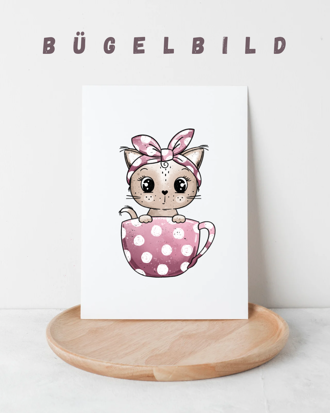 Bügelbild Tassen Kitty Pink