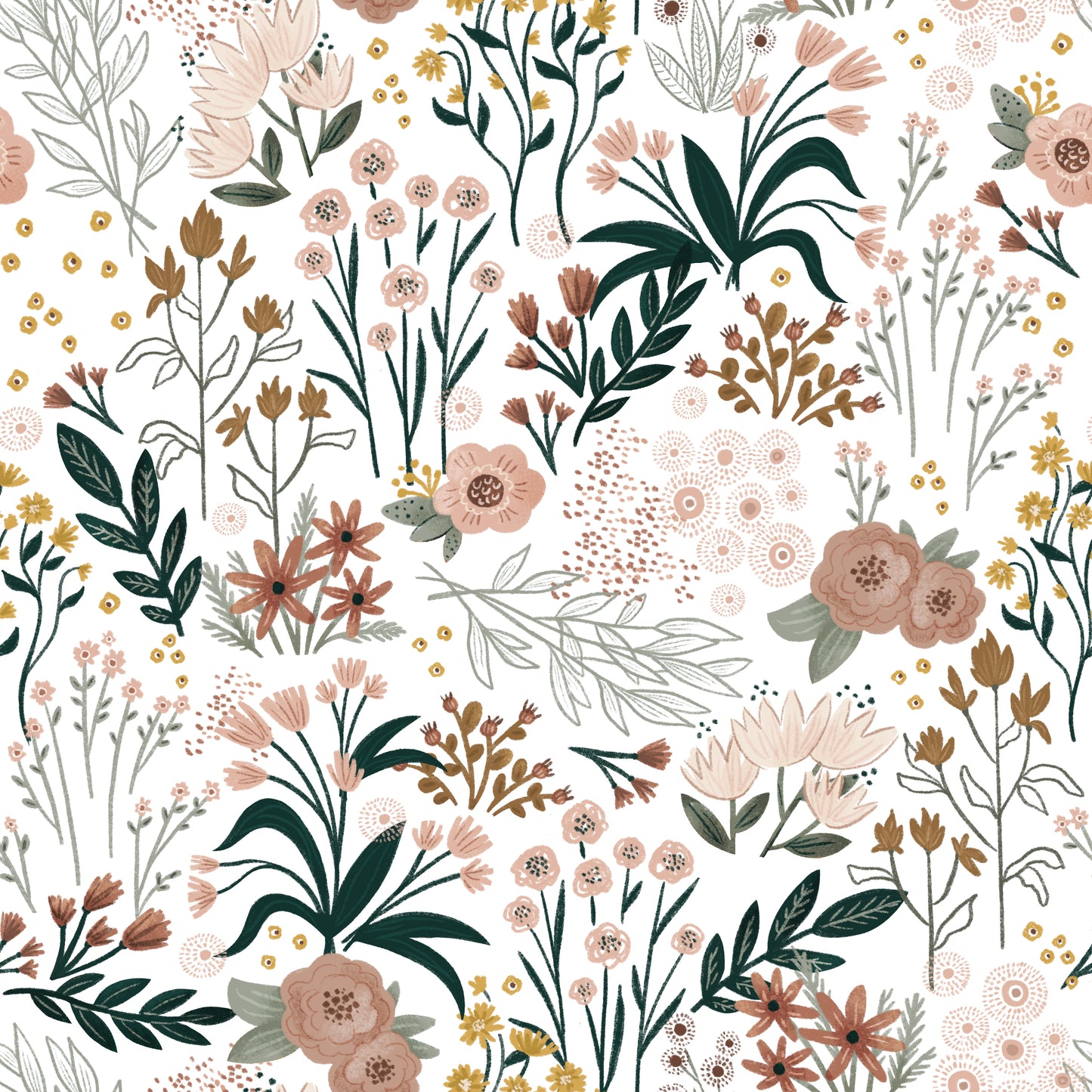 French Terry Ecru Dreamflowers