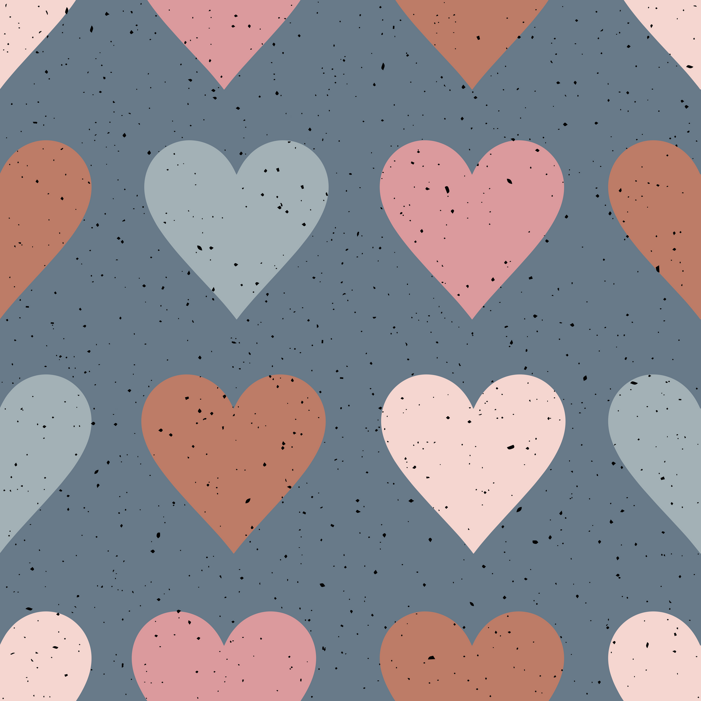 French Terry Big Hearts Rauchblau