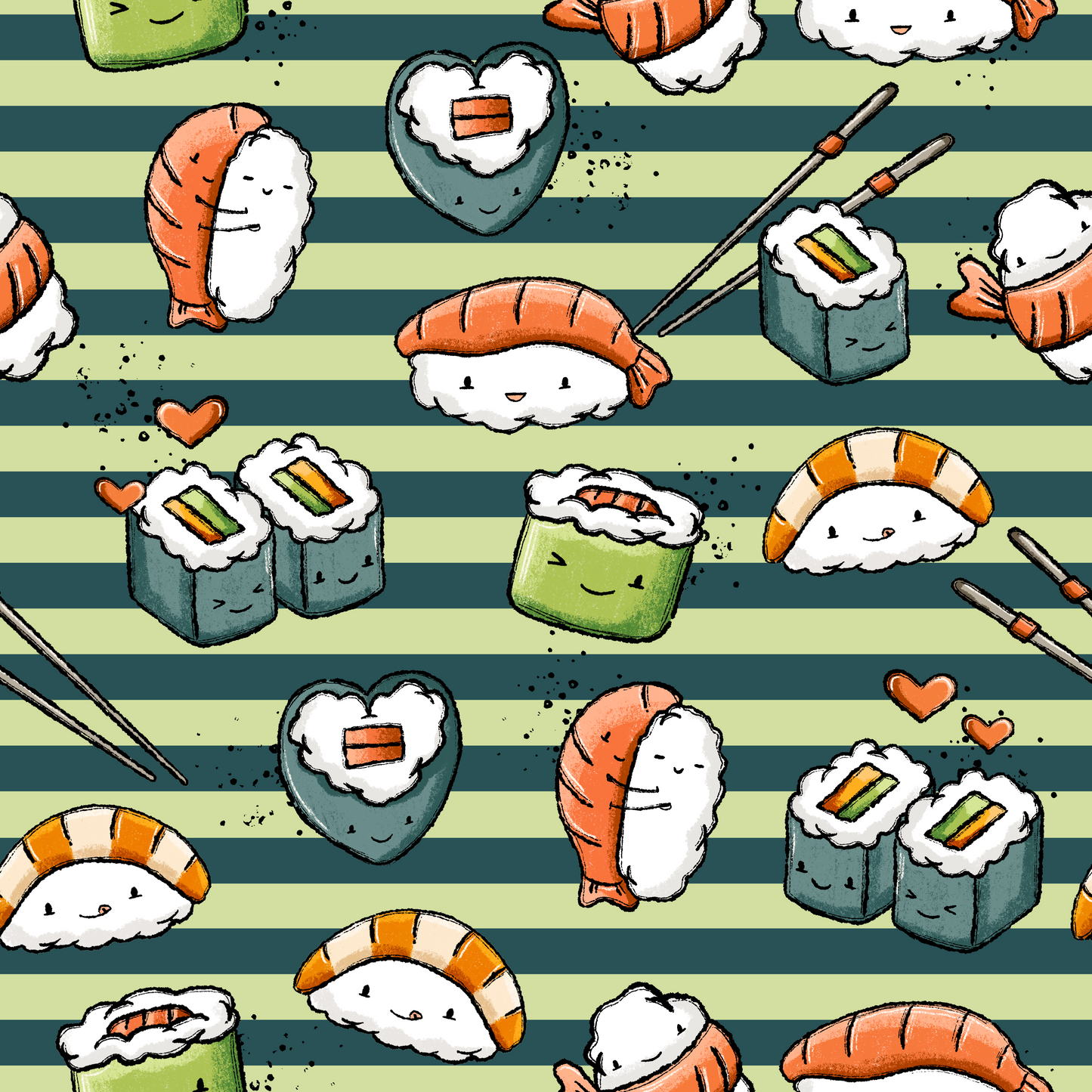 Bio French Terry Sushilein Green Stripes - Vorbestellung