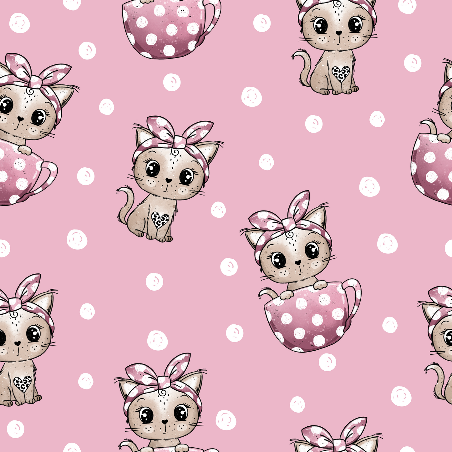 French Terry Tassen Kitty Pink - Vorbestellung