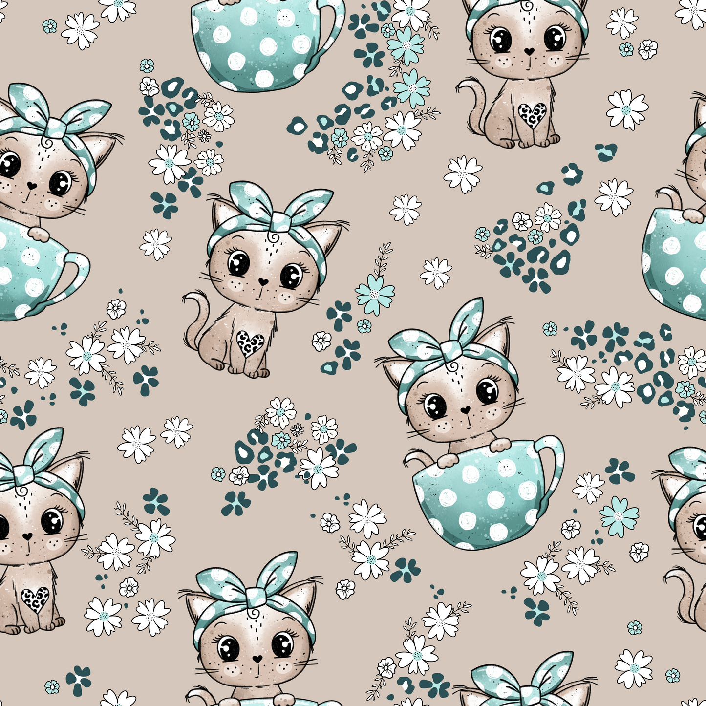 French Terry Tassen Kitty Mint Leo - Vorbestellung