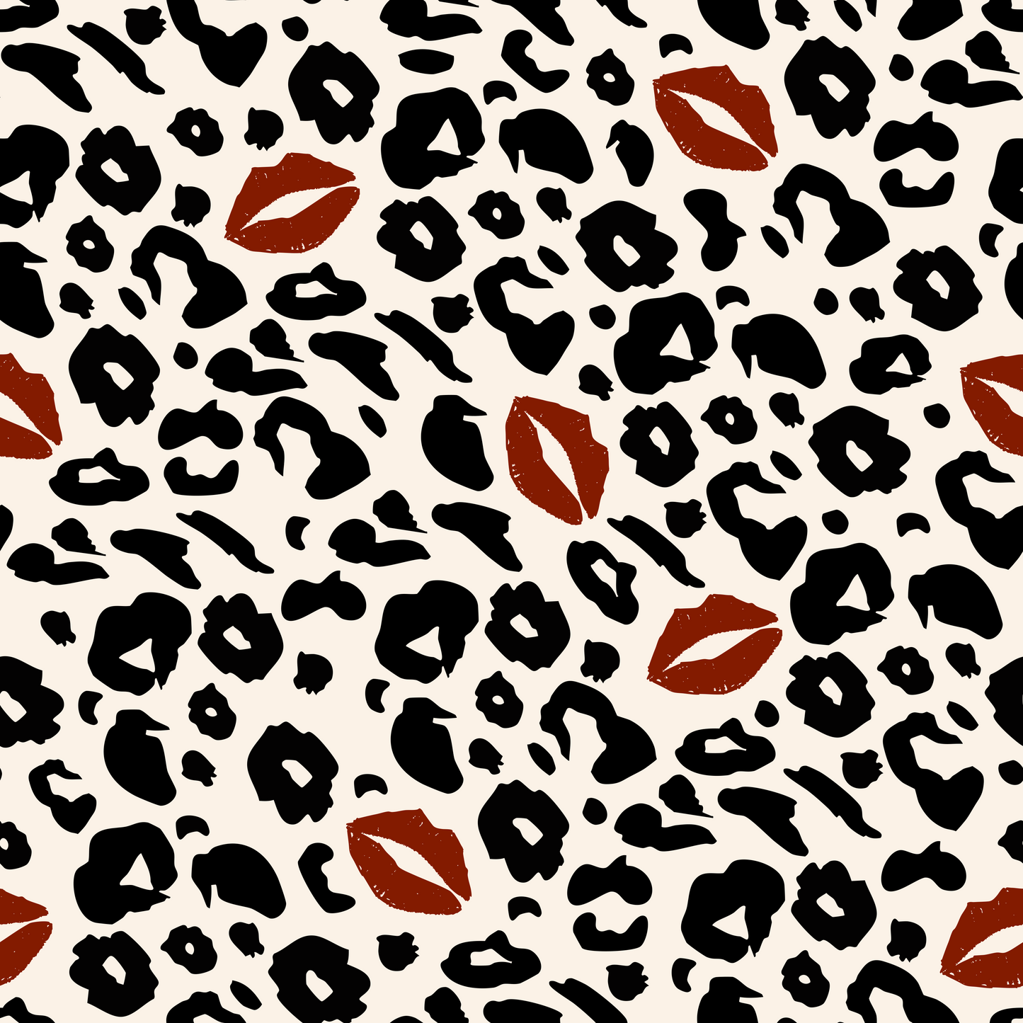 French Terry Leo Kiss Beige Black
