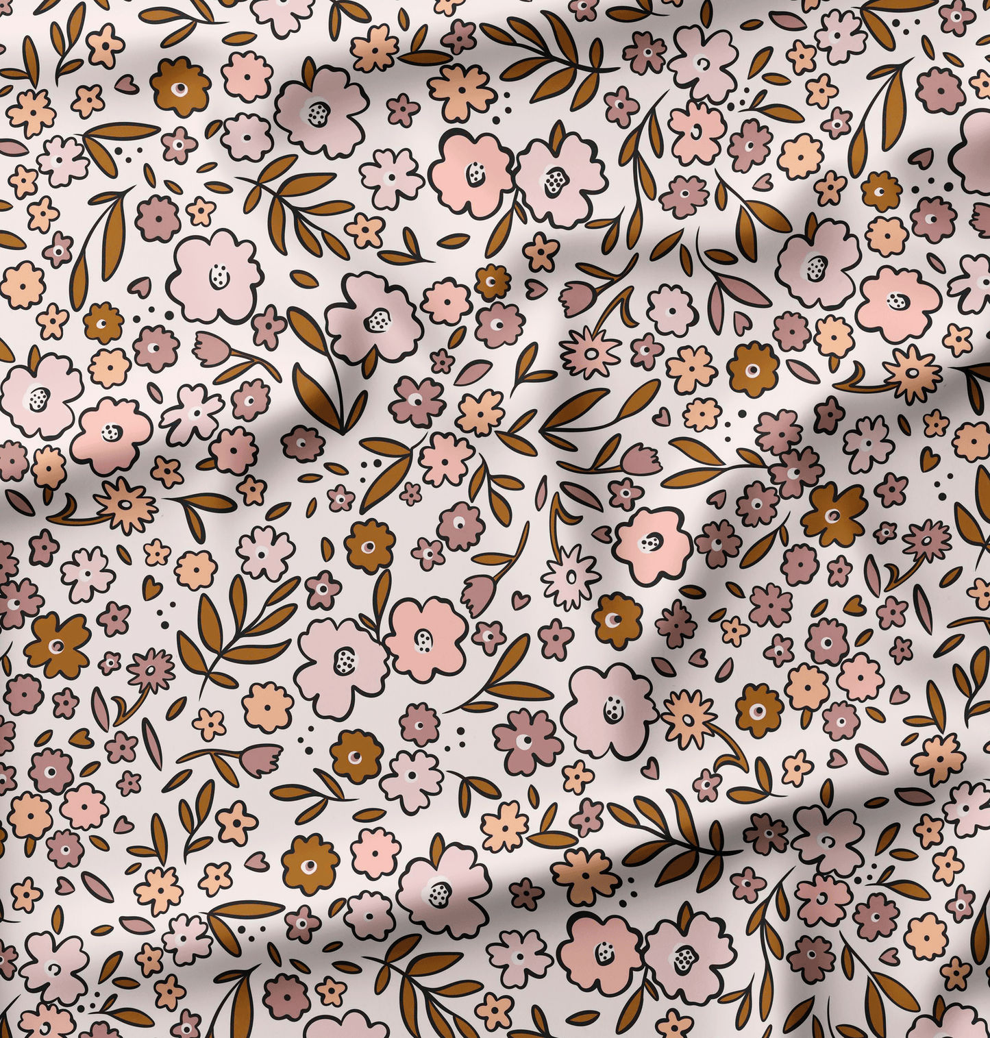 French Terry Retro Flowers