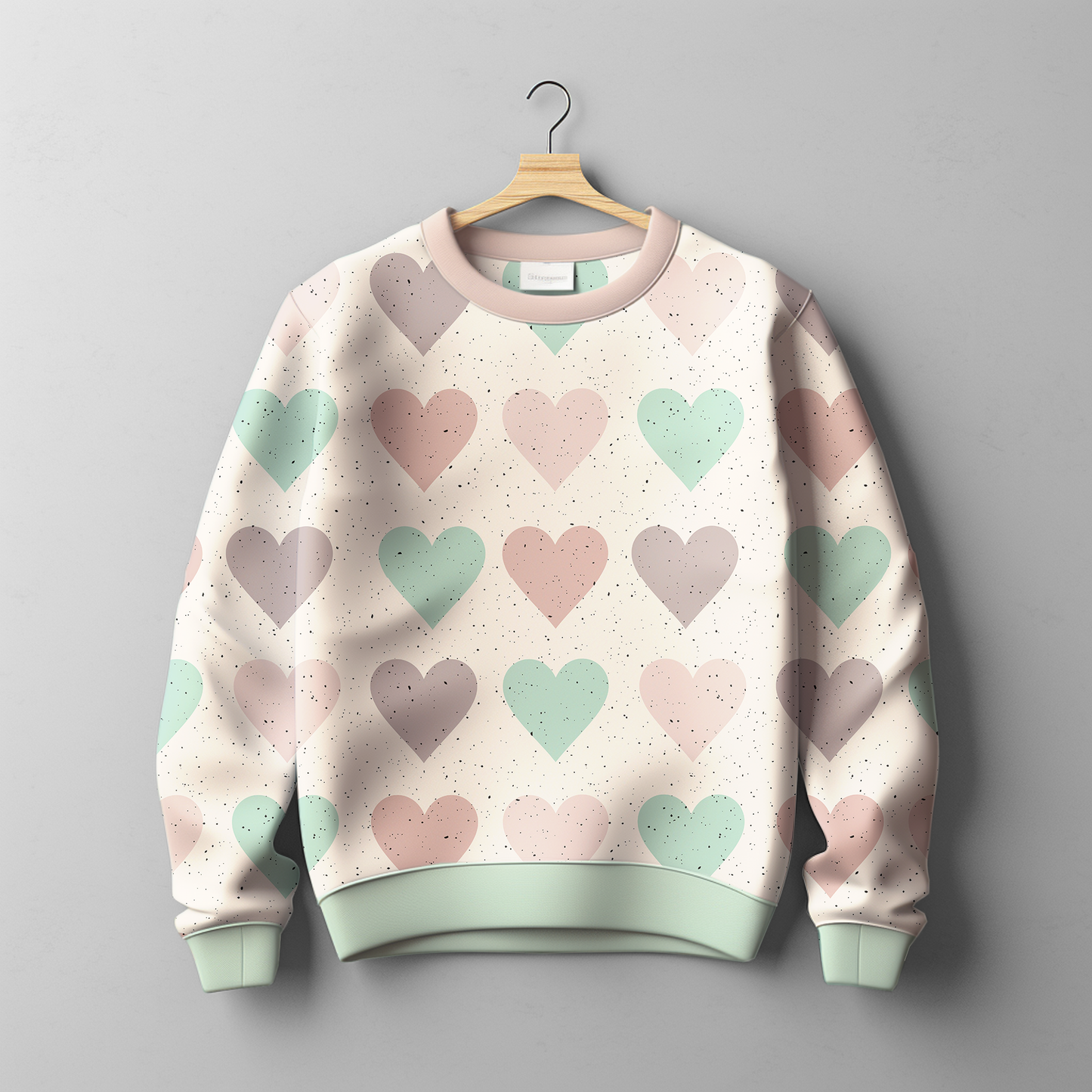 French Terry Big Hearts Spring Pastell