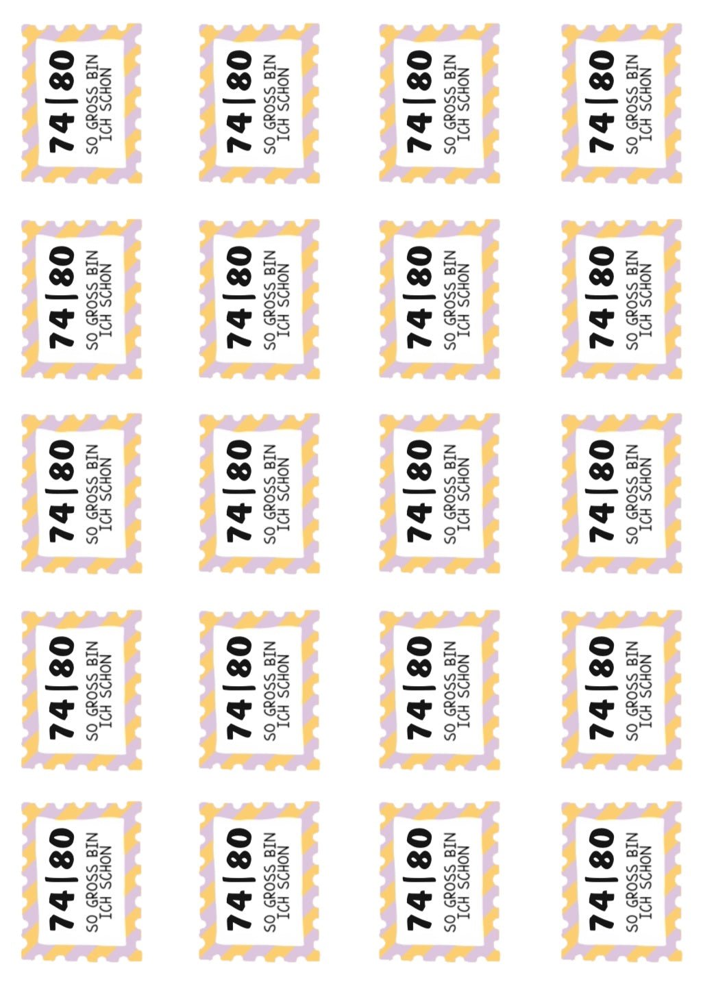 Bügelbild Größenlabel Briefmarke Stripes Lila - Benny & Jenny