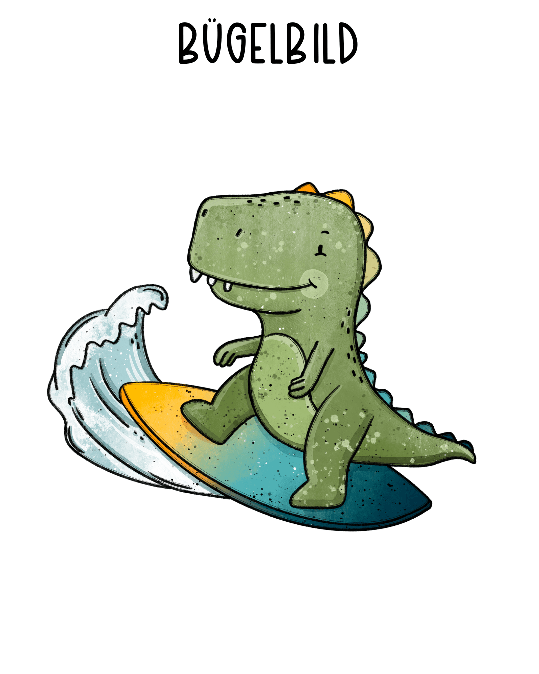 Bügelbild Surf Dino Rainbow - Benny & Jenny