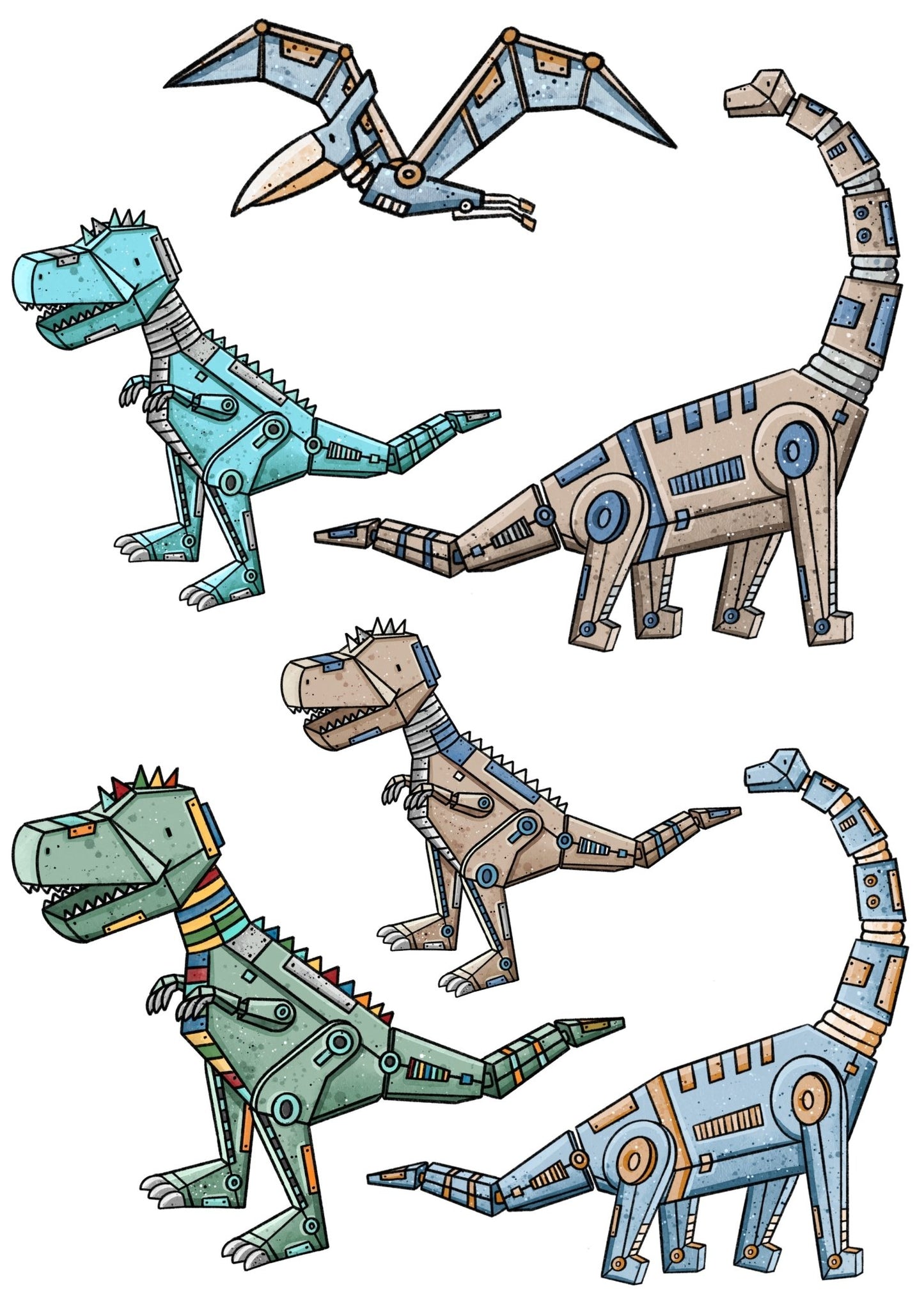 Rub - on Sticker „Robo Dinos" - Benny & Jenny