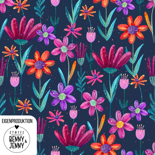 Bio Jersey Flowerl Navy