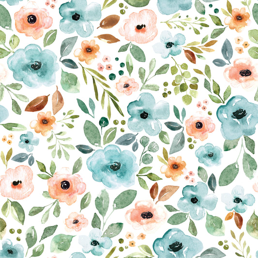 French Terry Minty Flowers - Vorbestellung