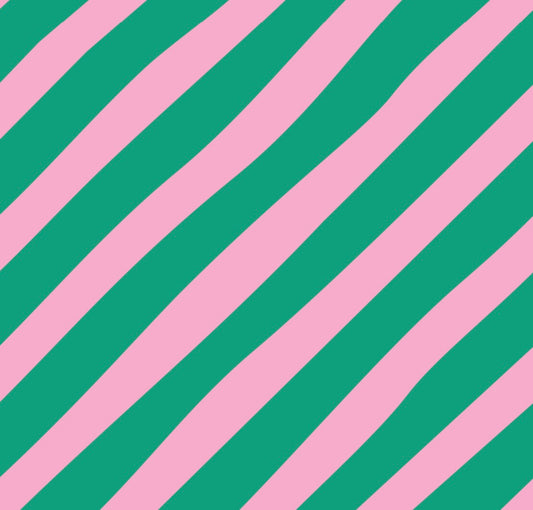 French Terry Diago Stripes Grün-Rosa