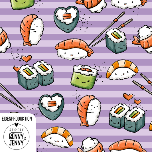 Bio French Terry Sushilein Lila Stripes