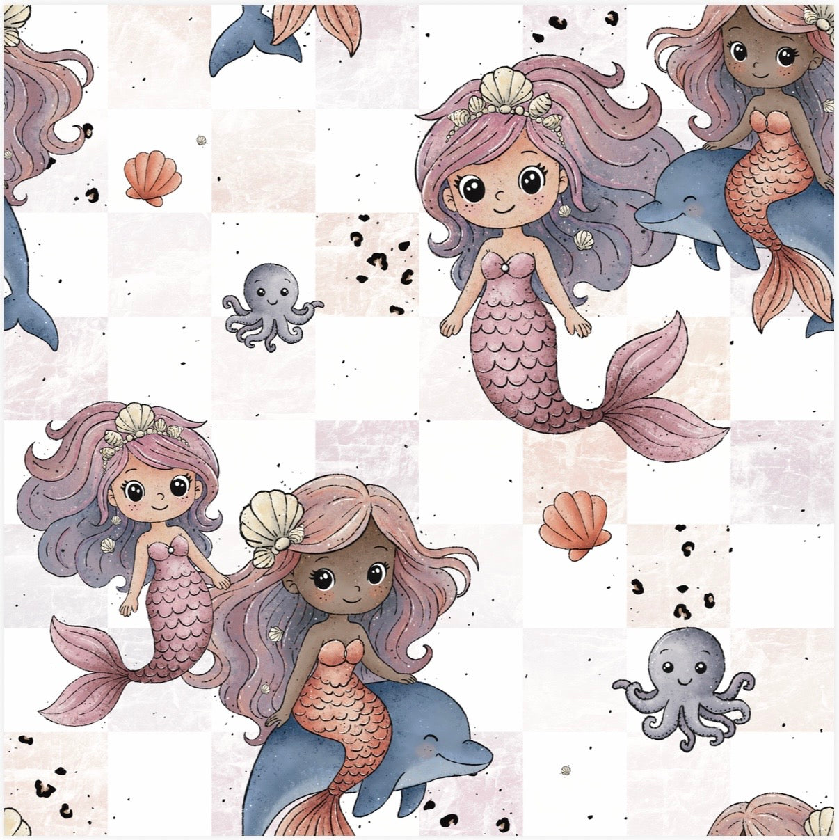 Vorbestellung - Bio Jersey Little Love Mermaid Checker
