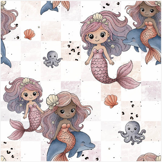 Vorbestellung - Bio French Terry Little Love Mermaid Checker