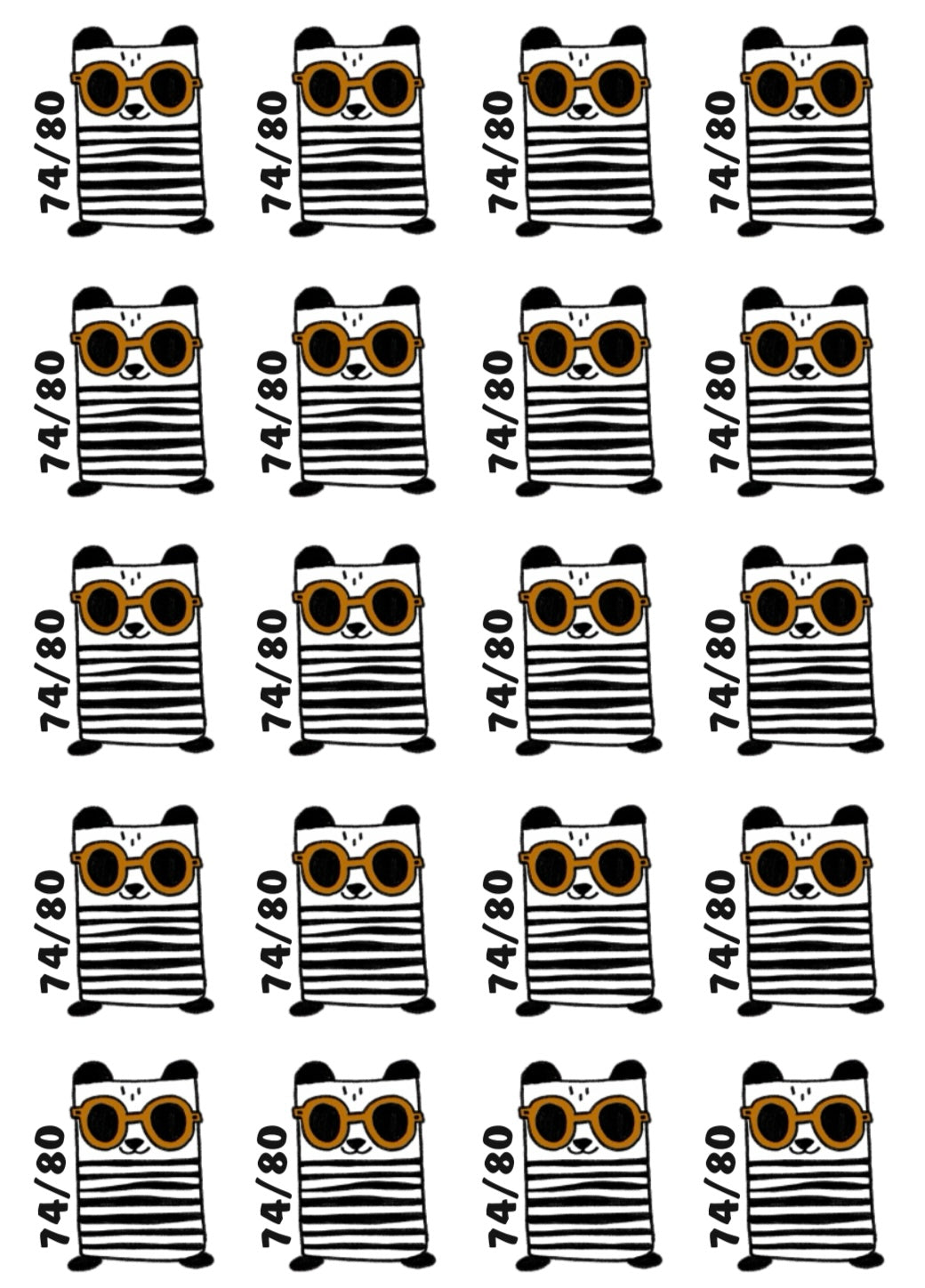 Bügelbild Größenlabel Chill Panda