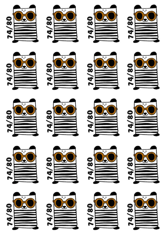 Bügelbild Größenlabel Chill Panda