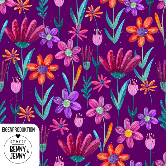 Bio Jersey Flowerl Lila