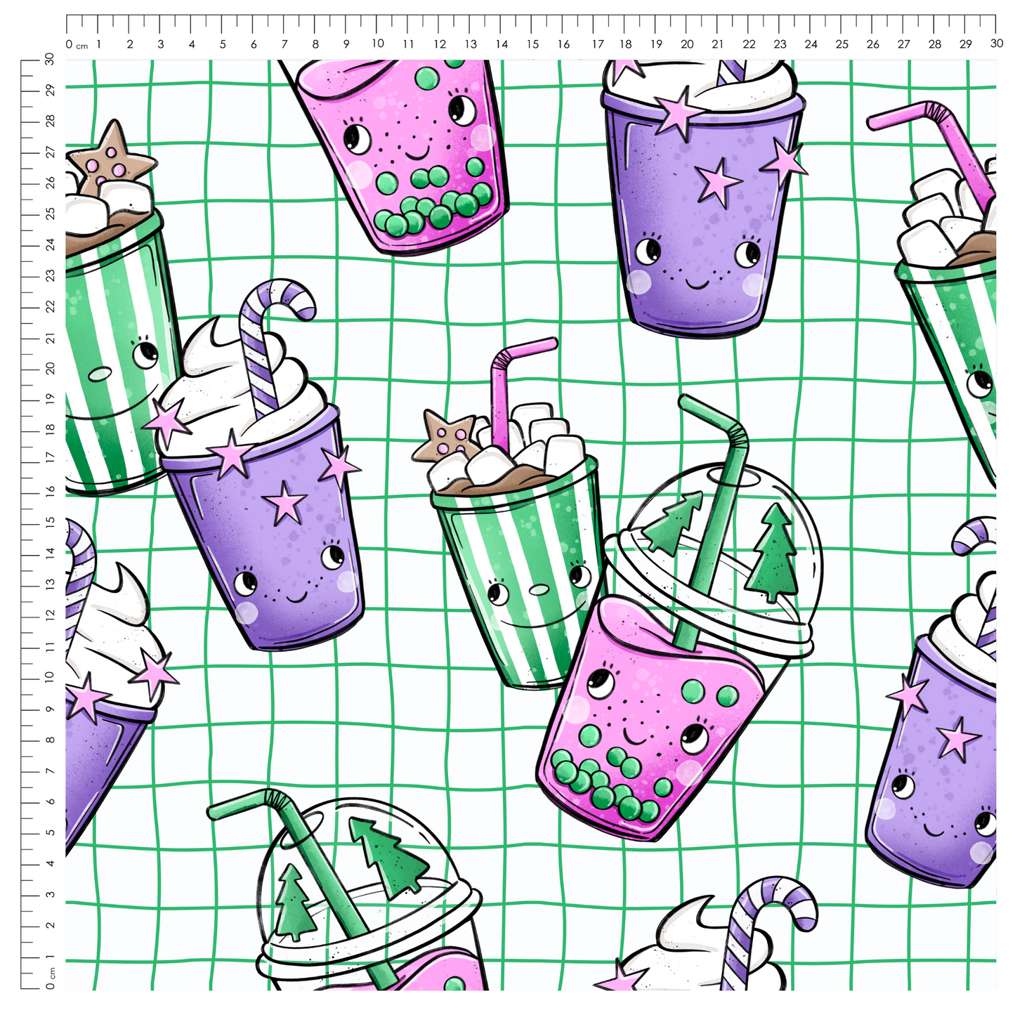 French Terry Tea Xmas Grid