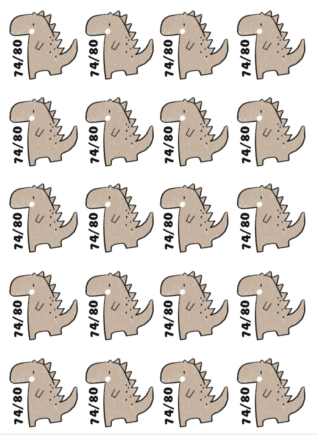 Bügelbild Größenlabel Dinotastisch