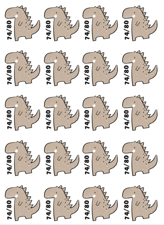 Bügelbild Größenlabel Dinotastisch