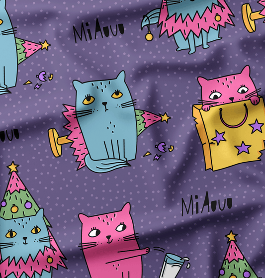 French Terry Xmas Cat Funky