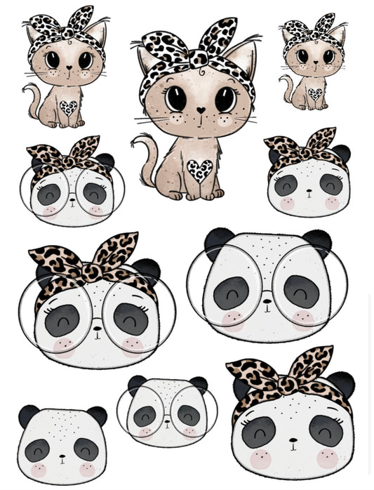 Rub-on Sticker „Leo Kitty & Love Panda“