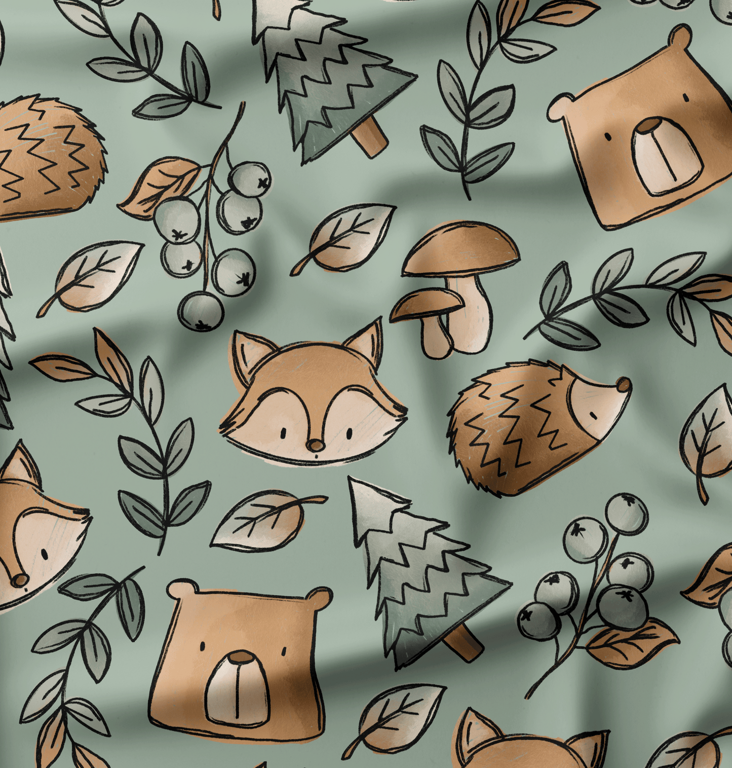 French Terry Herbstis Fuchs Grün