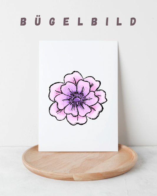 Bügelbild Blüte Pink