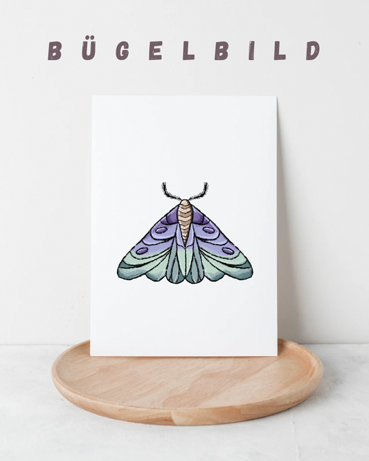 Bügelbild Motte Lila