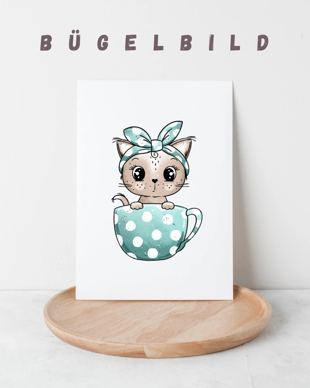 Bügelbild Tassen Kitty Mint