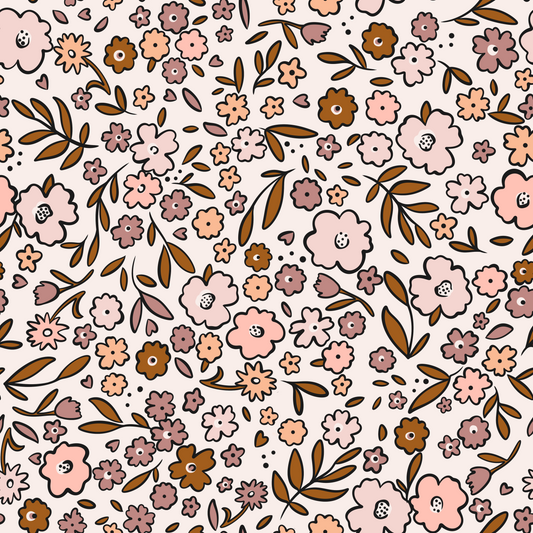 French Terry Retro Flowers - Vorbestellung