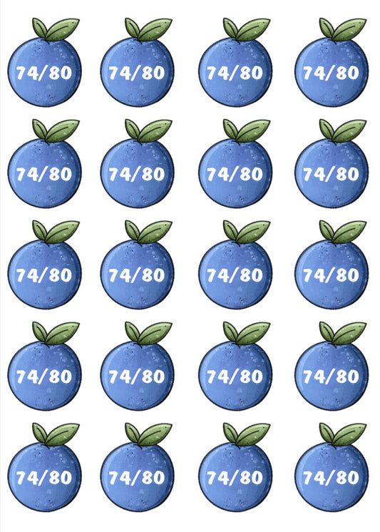 Bügelbild Größenlabel Blaubeere