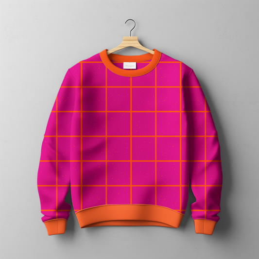 French Terry Big Grid Funky Pink