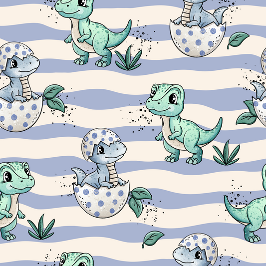 French Terry Dino Babys Blue Stripes - Vorbestellung