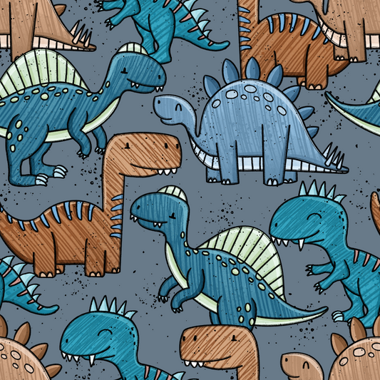 Reststück Canvas Dinotopia Blau 130cm