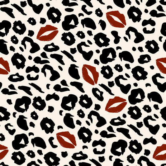 French Terry Leo Kiss Beige Black