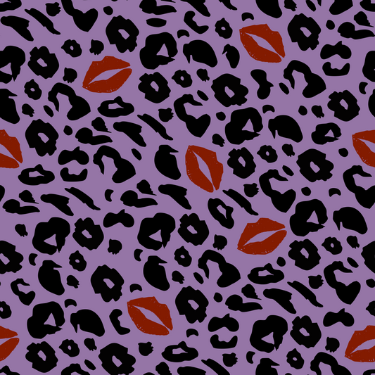 French Terry Leo Kiss Purple Black