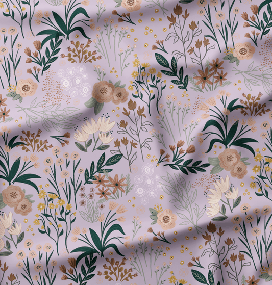 French Terry Lila Dreamflowers - Vorbestellung