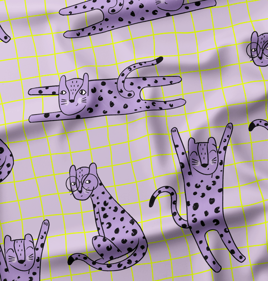 French Terry LilaLeo Purple Yellow - Vorbestellung