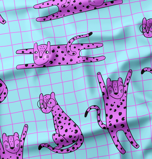 French Terry LilaLeo Pink Türkis - Vorbestellung
