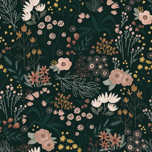 French Terry Dark Dreamflowers