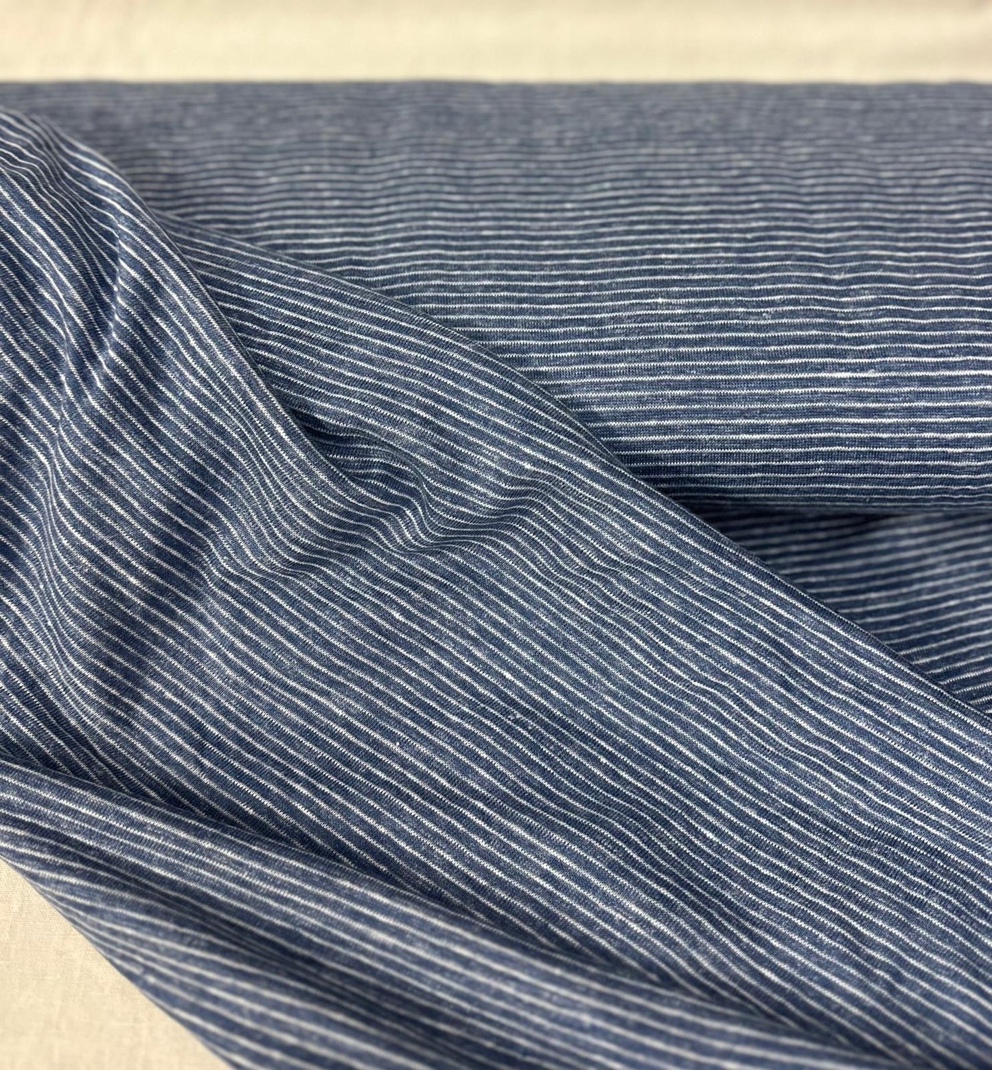 Strick Leinen Stripes Blau