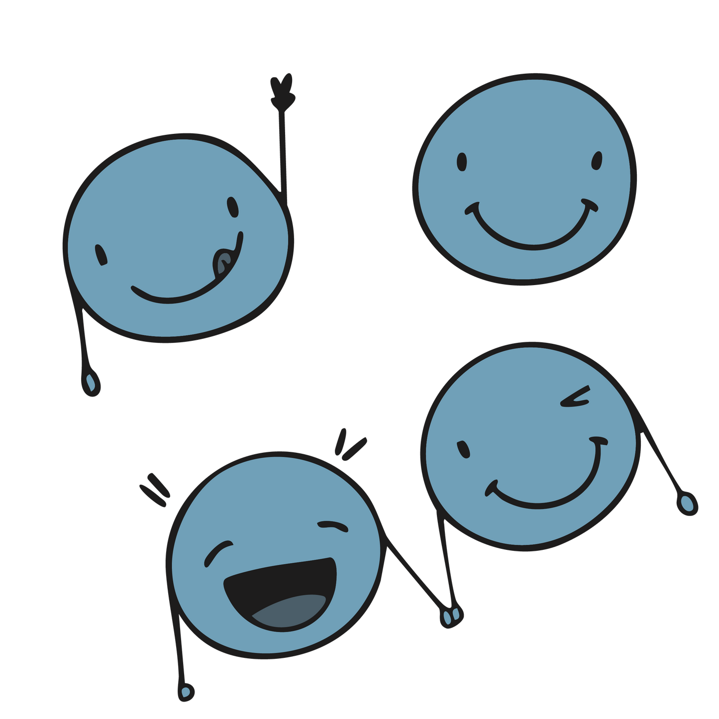 Bügelbild "Happy Smiley Blue" - Vorbestellung