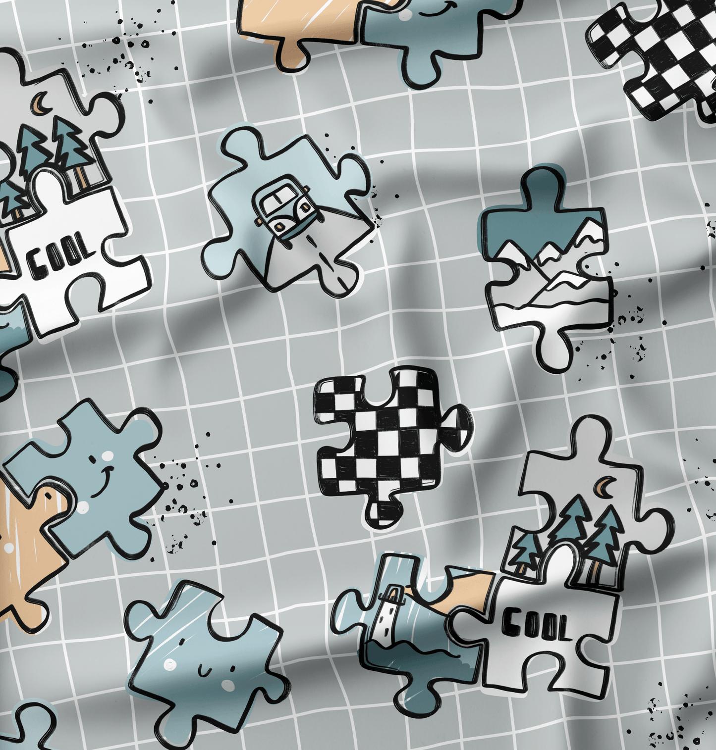 French Terry Puzzleleben Grid - Vorbestellung