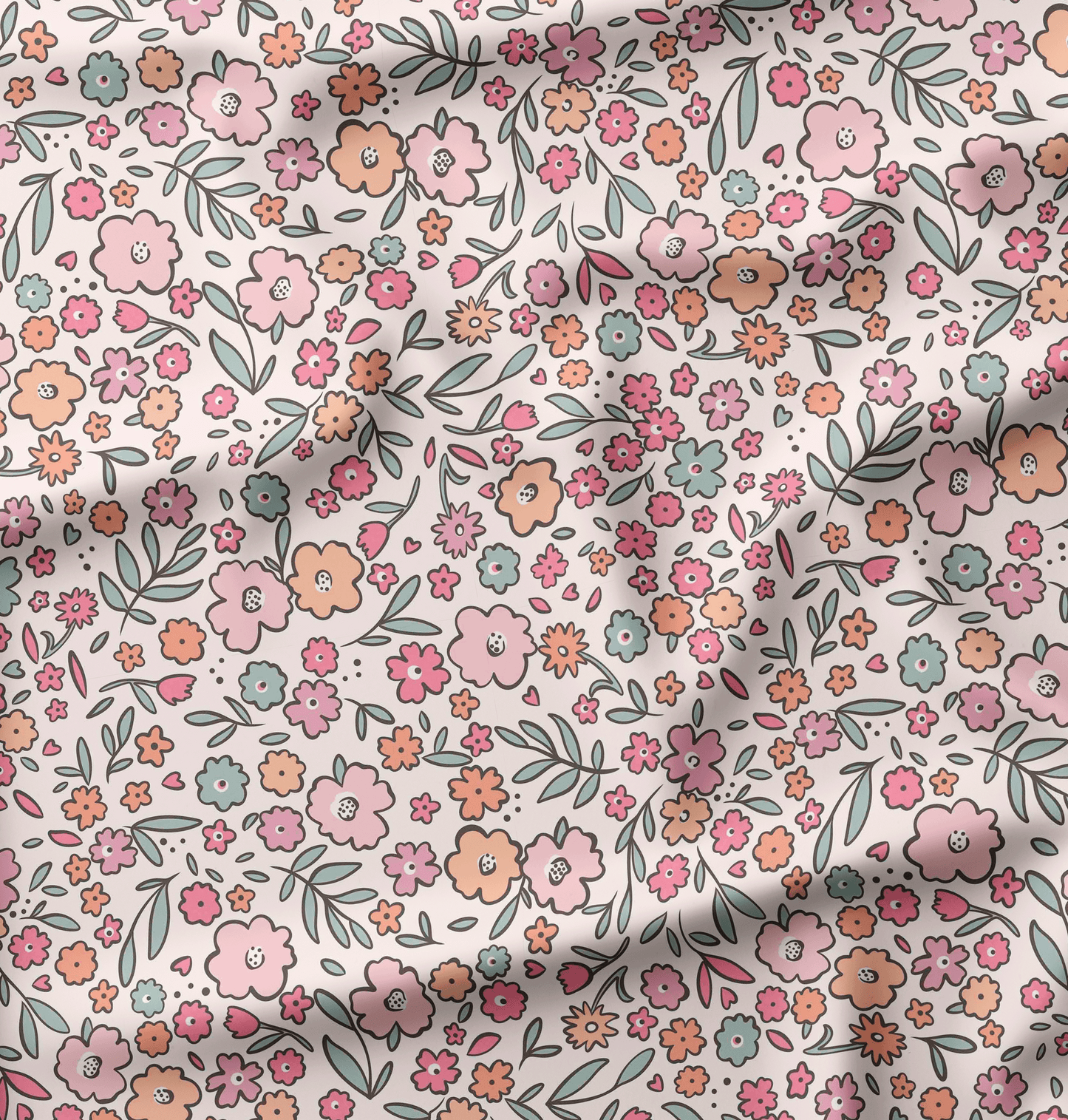 French Terry Retro Flowers Pastell - Vorbestellung