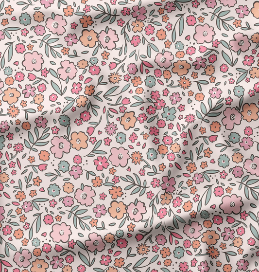 French Terry Retro Flowers Pastell - Vorbestellung