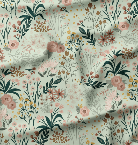 French Terry Sage Dreamflowers - Vorbestellung